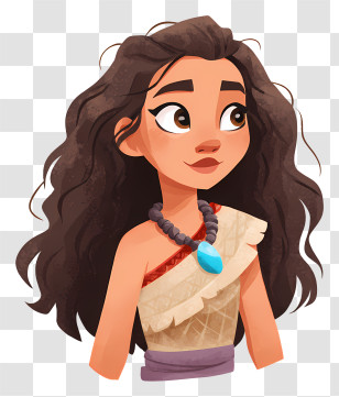 Moana - Brunette Girl With Blue Pendant Transparent PNG