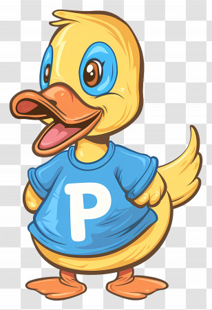 Cute Duck - Cartoon Duck In Blue Shirt Transparent PNG