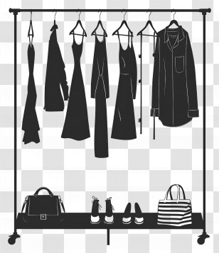 Clothing Rack - Clothing Rack With Various Outfits Transparent PNG
