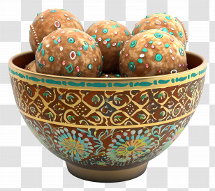Ladoo - Decorative Bowl With Colorful Balls Transparent PNG