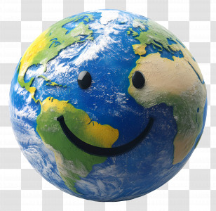 Happy Earth - Smiling Earth Globe Transparent PNG