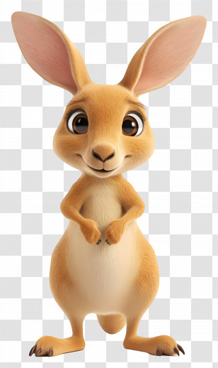 3d Kangaroo - Cartoon Rabbit With Big Ears Transparent PNG