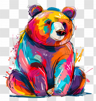 Bear - Colorful Bear Illustration Transparent PNG