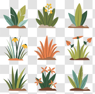 Plant Icons - Variety Of Cartoon Style Plant Illustrations Transparent PNG