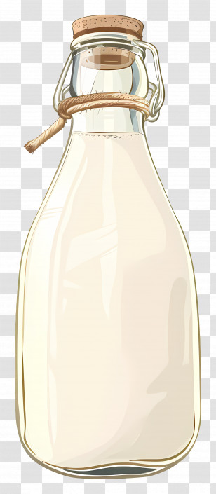 Milk Bottle - Glass Milk Bottle With Cork Stopper Transparent PNG