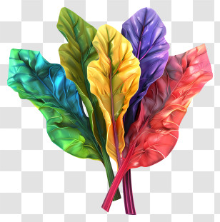 Rainbow Chard - Vibrant Rainbow Chard Leaves Transparent PNG