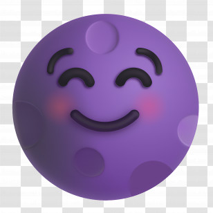New Moon Face Emoji - Purple Smiley Face Emoji For Fun Transparent PNG