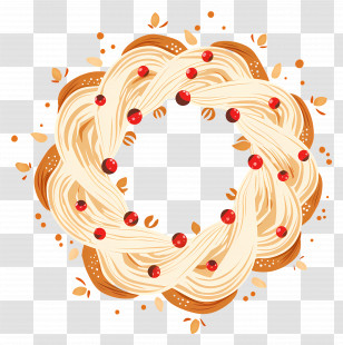 Spanish Christmas Bread - Braided Bread Wreath With Red Berries Transparent PNG