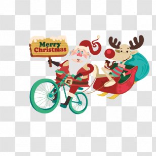 Santa Claus Christmas Bicycle Clip Art - Ornament - Sleigh Transparent PNG