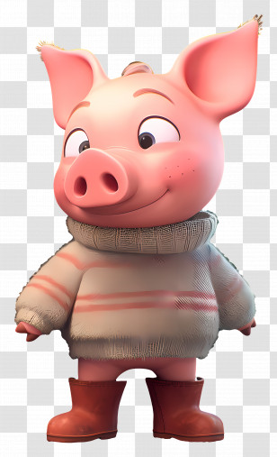 Cute Piglet - Cartoon Pig In A Cozy Sweater Transparent PNG