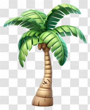 Emoji - Cartoon Palm Tree With Green Leaves Transparent PNG