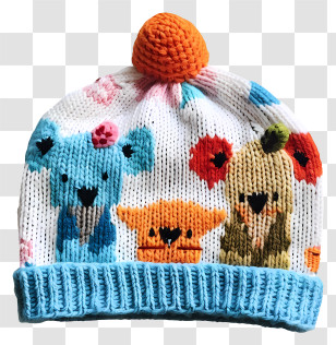 Knit Cap - Colorful Knitted Hat With Cute Animal Designs Transparent PNG