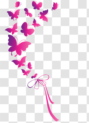 Butterfly - Pink Butterflies With Ribbon Transparent PNG