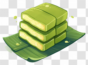 Thai Dessert - Traditional Green Dessert On Banana Leaf Illustration Transparent PNG