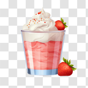 Strawberry Milkshake - Strawberry Cream Dessert Illustration Transparent PNG