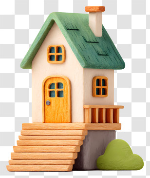 Wooden House With Stairs - Small Cute Doodle House Transparent PNG