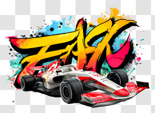 Dynamic Sport Shot - Graffiti F1 Racing Car Transparent PNG