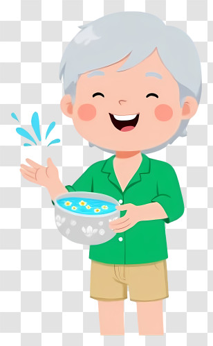 Woman Lifting Songkran Bowl - Man Enjoying With Water Bowl Transparent PNG