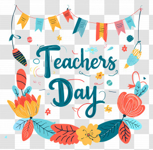 Teachers Day - Teachers Day Celebration With Beautiful Floral Design Transparent PNG