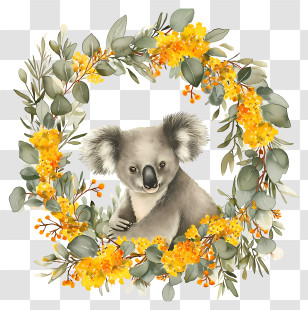 Australia Day - Koala In Yellow Flower Wreath Transparent PNG