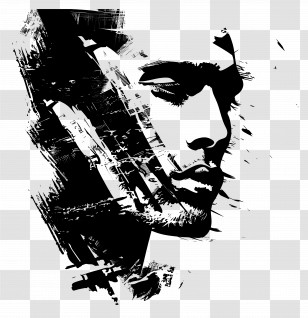 Face Man Silhouette - Abstract Black And White Face Art Transparent PNG