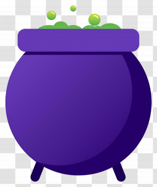 Halloween Cauldron - Purple Cauldron With Green Bubbles Transparent PNG