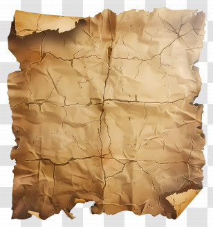 Old Ripped Paper - Old Golden Brown Crumpled Parchment Paper Transparent PNG