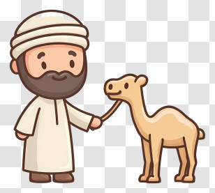 Emirati Man With Camel - Cartoon Man With Camel Transparent PNG