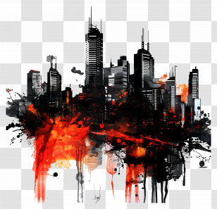 Picsart Background - Abstract Urban Cityscape With Paint Splashes Transparent PNG