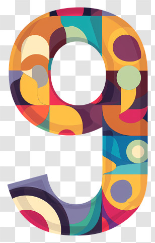 Number 9 - Colorful Number 9 Design Transparent PNG