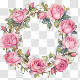 Rose Wreath - Pink Rose Wreath Illustration Transparent PNG