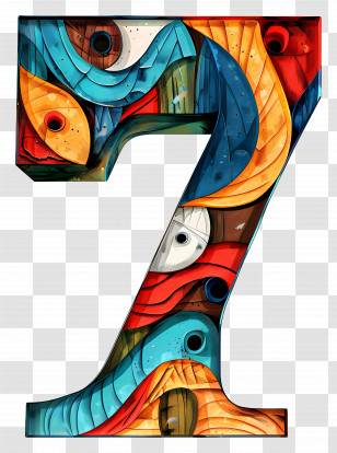 Number 7 - Artistic Colorful Number 7 Transparent PNG