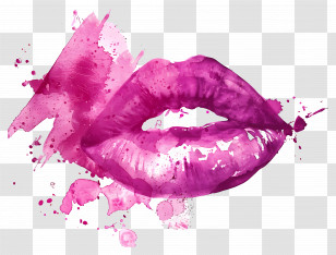 Kiss Stain - Abstract Pink Watercolor Lips Illustration Transparent PNG