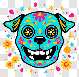 Day Of The Dead Dog - Day Of The Dead Style Colorful Dog Skull Transparent PNG