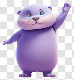 Purple Otter - Purple Cartoon Animal Waving Transparent PNG