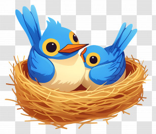 Birds In Nest - Blue Birds In Nest Transparent PNG