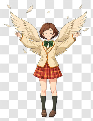 Saki Hanakago - Angel Schoolgirl Character Transparent PNG