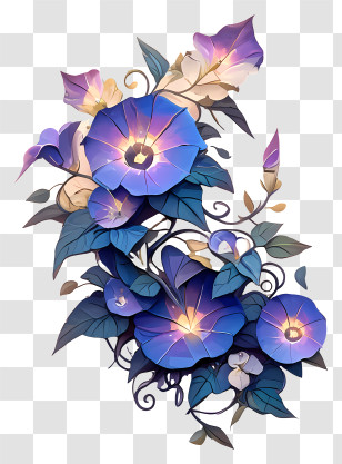 3d Morning Glory - Blue And Purple Morning Glory Illustration Transparent PNG