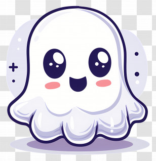 Kawaii Ghost - Cute Smiling Cartoon Ghost Illustration Transparent PNG