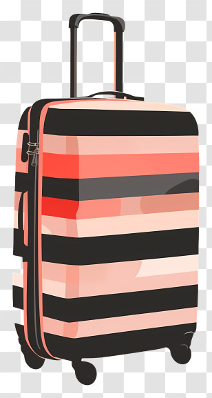 Luggage - Striped Suitcase With Handle For Travel Transparent PNG