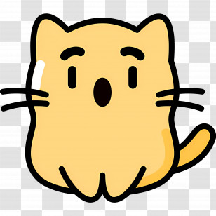 Cat Emoji - Surprised Yellow Cat Cartoon Transparent PNG