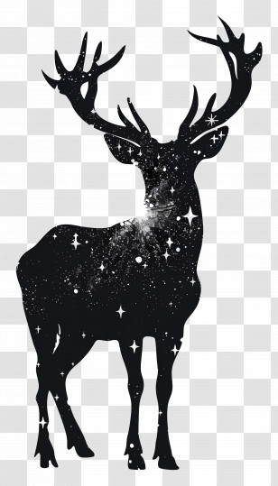 Deer Silhouette - Illustration Of A Starry Silhouette Deer Transparent PNG