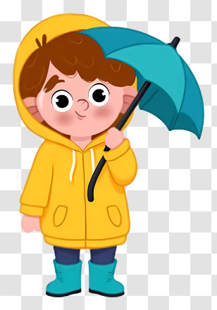 Cartoon Student - Child In Raincoat With Umbrella Illustration Transparent PNG