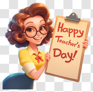 Animated Teachers Day Sign - Happy Teacher's Day Clipboard With Teacher Transparent PNG