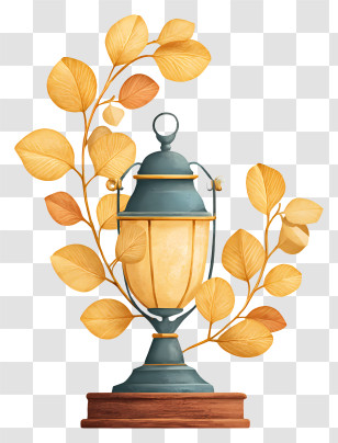 Bronze Lantern - Vintage Lantern With Golden Leaves Transparent PNG