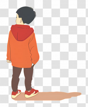 Child - Child In Orange Hoodie Illustration Transparent PNG