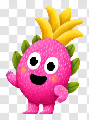 Cute Fruit - Playful Pink Pineapple Character Transparent PNG