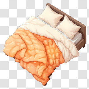 Bed With White Blanket - Cozy Bed With Orange Blanket Transparent PNG