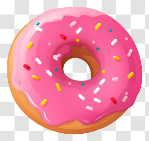Glazed Donut - Pink Glazed Donut With Sprinkles Transparent PNG