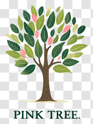 Pink Tree Logo - Pink Leafy Tree Illustration Transparent PNG